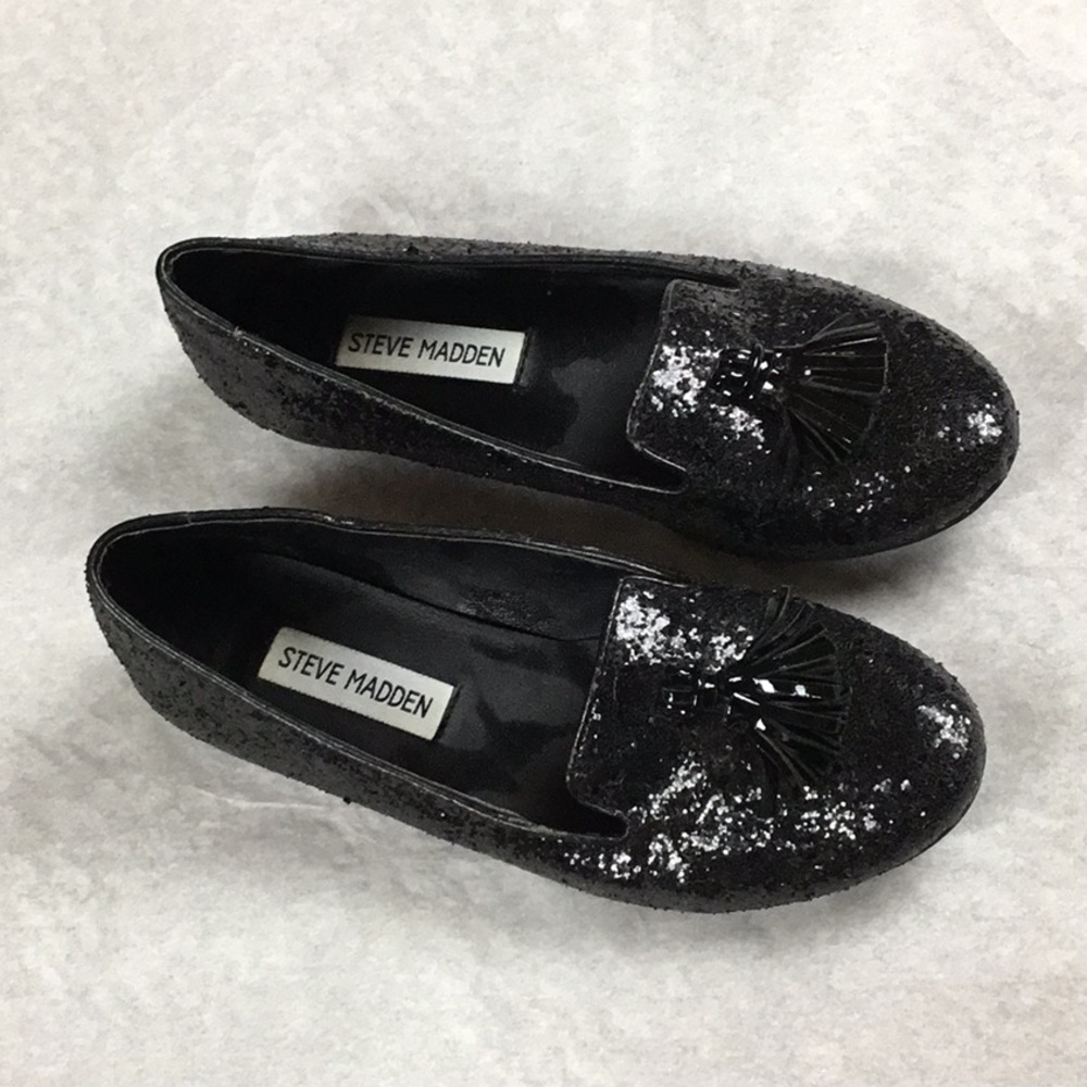 Steve Madden Black Sparkling Loafers